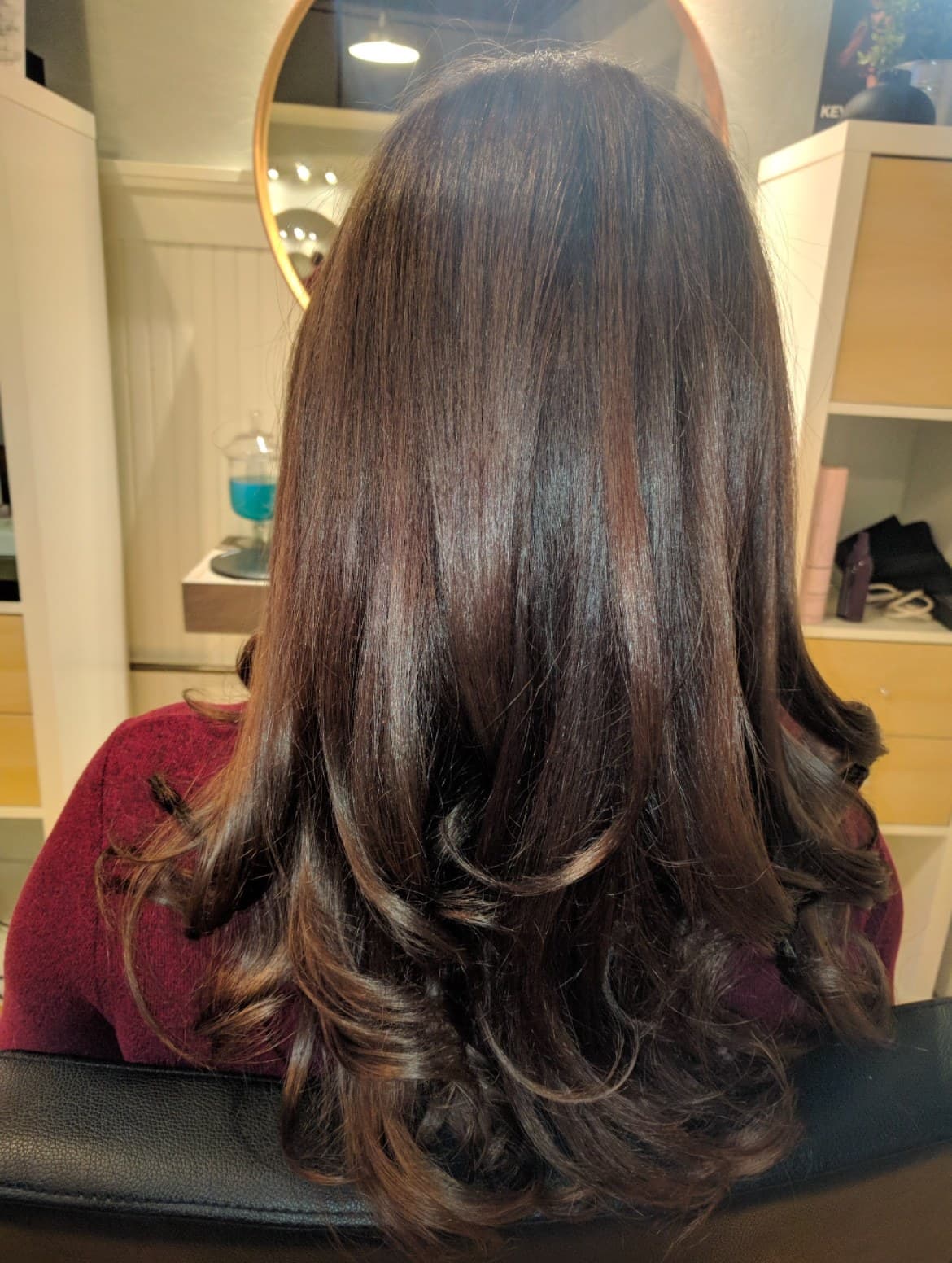 Glossy brunette long layers