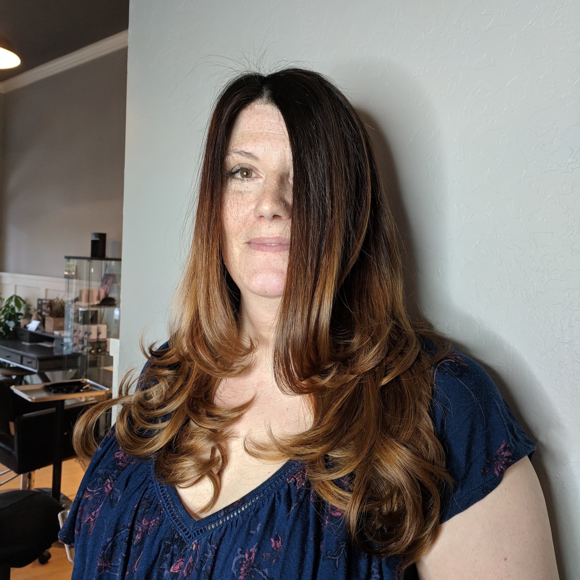 Caramel ombre long layers front